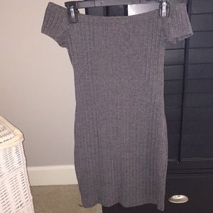 Express body con off the shoulder grey dress